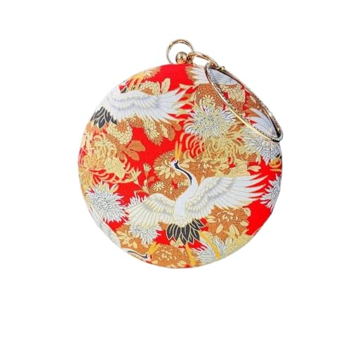 Sac de soirée rond rétro avec broderie fleurs pour femme