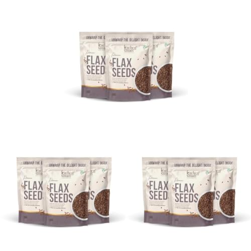 Image of KitchenSmith Flax Seeds - Pack of 9 (200gm Each) | A Nutrient-Dense Superfood For Boosting Energy | Skin Health & Weight Management | Boost Digestion | Supercharge Your Wellness With Natural Fiber