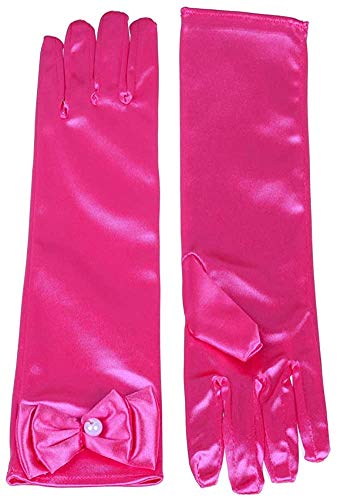 Image of FancyDressWale Girls Satin Long Gloves for Princess Dress Up Party With Bows