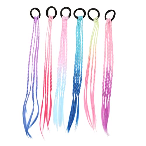 VALICLUD 6 Piezas Extensiones De Cabello Trenzado Accesorios Ondulado De Caballo Banda De Pelo Trenzado Cuerda Trenzada De Colores Cuerda Elástica