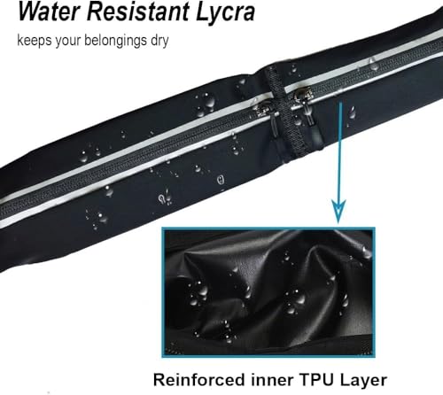 Image of Running Belt with Waterproof Adjustable Elastic Strap, Sweatproof waistpacks with Large Capacity, Perfect for Running and Outdoor Activities, Black, One Size, Sports (Running Belt Grey)