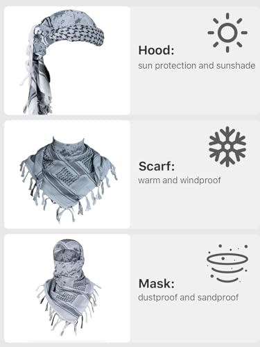 Image of FREE SOLDIER Scarf Military Shemagh Tactical Desert Keffiyeh Head Neck Scarf Arab Wrap with Tassel for Men Women