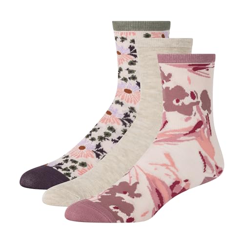 Ted Baker Women's 3 Pack Pattern Crew Dress Socks, Ivory, OS