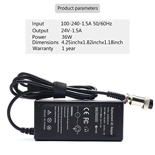 Janboo 24V Scooter Battery Charger For Razor E100 E200 E200S E175 E300 E300S E125 E150 E500 Pr200 E225S E325S Mx350 Mx400 Charger Power Supply Cord #TOP7