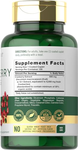 Carlyle CL16952 Cranberry Pills | 500Mg | 100 Caplets | Non-Gmo, Gluten Free Supplement thumb #1