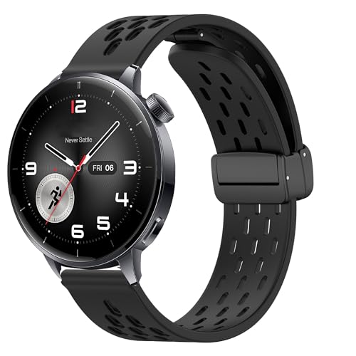 Lamshaw OnePlus Watch 3 43mm�p�o���h�A�ʋC���̂���V���R�������p�o���h�X�g���b�v OnePlus Watch 3 43mm�ɑΉ� (�u���b�N�A18mm�T�C�Y�̃o���h)