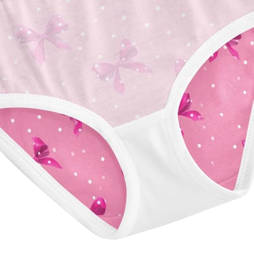 Wusikd Pink Polka Dots Pink Bows (2) Girls' Underwear Cotton Girls Briefs Soft Toddler Underwear 2T 5