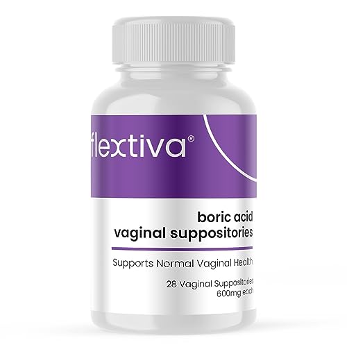 Flextiva Boric Acid Vaginal Suppositories - Boric Acid Pills for Women - Vaginal Health pH Balance for Women - Supports Vaginal Odor Control (600mg, 28 Capsules)