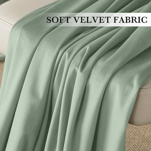 Image of RYB HOME Velvet Curtains 96 inches Long for Sliding Patio Door | Thermal Insulated, Privacy UV Heat Blocking, Back Tab, Room Divider for Space Separation, W62 x L96, Mint Green, 2 Panels