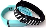 Small 1 Teal (Blue/Green) 1 Black with White Dots Spots Band for Fitbit FLEX Only With Clasps Replacement /No tracker/