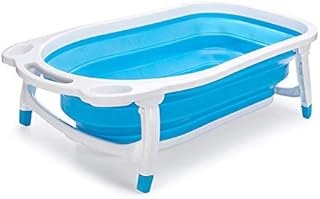 G4RCE Collapsible Baby Bath tub for Newborn Infant Child - with Foldable , Safe , Sturdy , Non Slip and Non Toxic Portable Features for Easy Bathing / Toddler/ Kids / Infant Shower Basin (Blue)