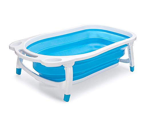 G4RCE Collapsible Baby Bath tub for Newborn Infant Child - with Foldable, Safe, Sturdy, Non Slip and Non Toxic Portable Features for Easy Bathing/Toddler/Kids/Infant Shower Basin (Blue)