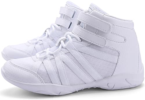 Baxinier Girls White High Top Cheerleading Shoes Lightweight Youth Cheer Competition Sneakers Training Dance Tennis Shoes - White 3 Big Kid #TOP6