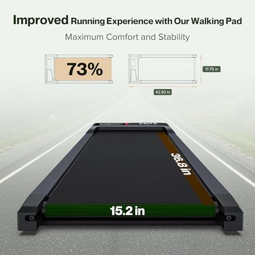 COZYINN Walking Pad Treadmill with 10% Incline, Under Desk Treadmills for Home Office, Portable Small Walking Pad with Mute Remote Control, 265 lbs Capacity, 2.5HP, Work with KINOMAP Apple Health