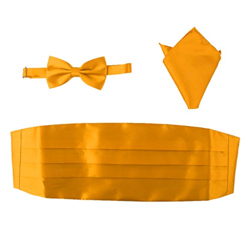 sharprepublic Sets de Corbata de Lazo con Pa�uelo de Bolsillo Faj�n de Sat�n Ajustale Accesorios de Ropas Formales para Hombres Caballeros - Amarillo, Estilo 9