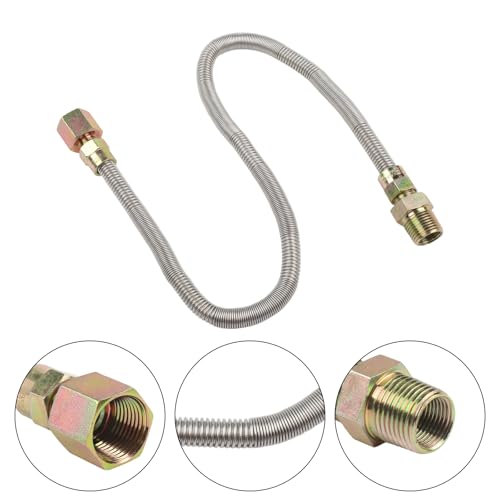 ZAMETTER 61 cm Edelstahl Wellgasschlauch Leitung Propangas Wellschläuche mit Messingadaptern Flexible Wellpropane Schläuche für Outdoor Fire Grill