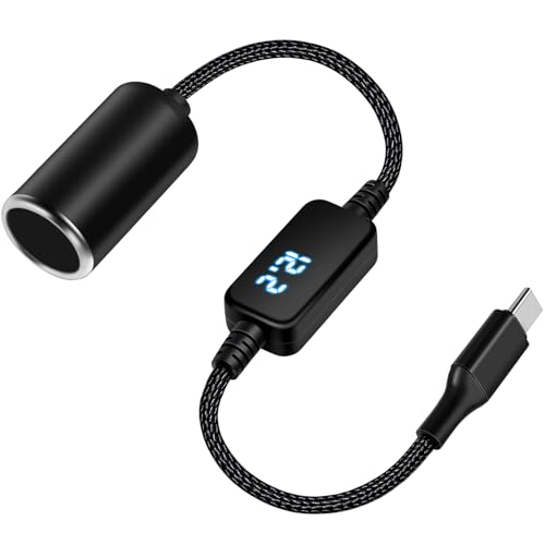 WYMECT USB C Male to 12V Cigarette Lighter Socket Adapter 12V 18W Max - for Low-Power Devices Only Power Cable for Dash Cam Car Led Light Strips GPS (1 Pack)
