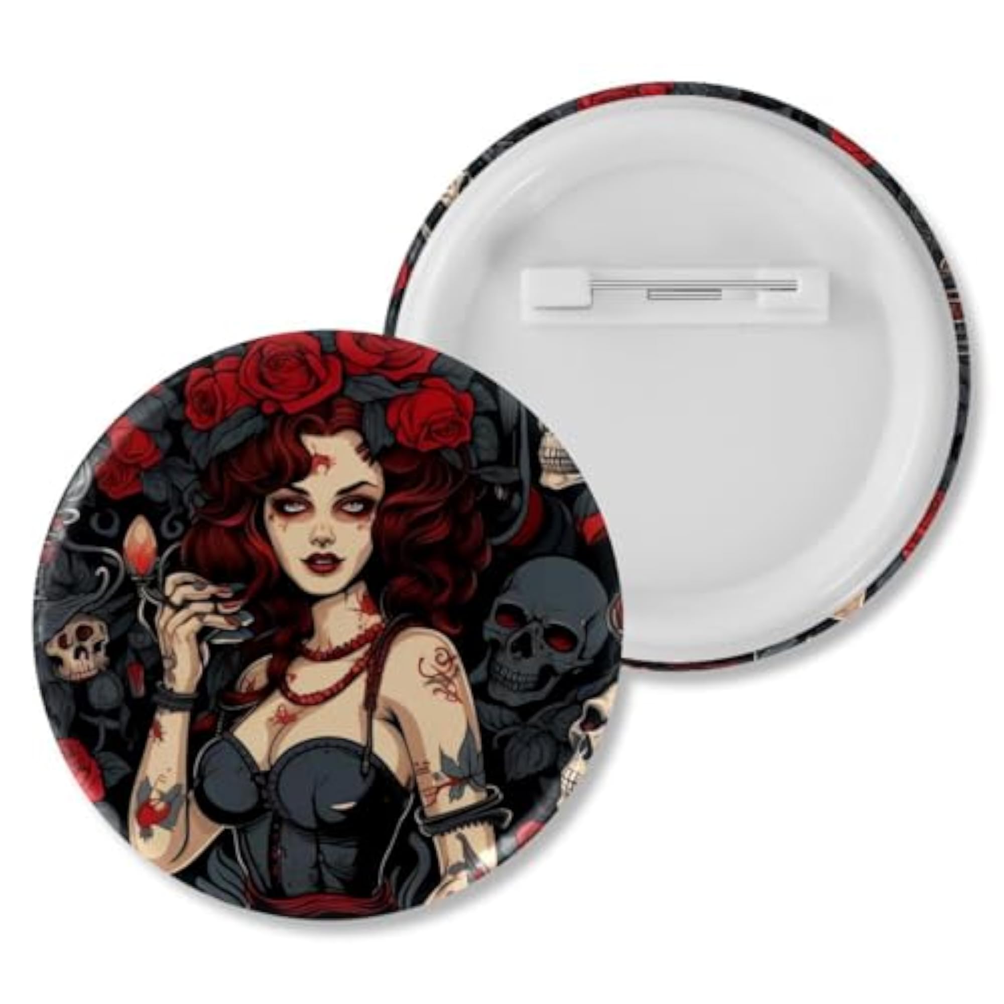 6-Pack Kids' Skull Punk Style Button Pins, Trendy Brooches