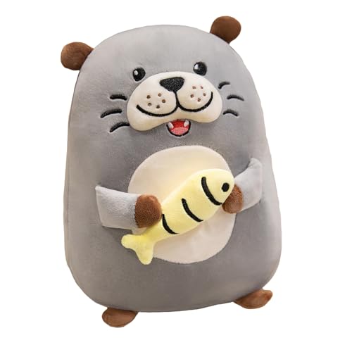 Peluche loutre coussin gris de 30cm ultra doux pour le canapé ou le lit