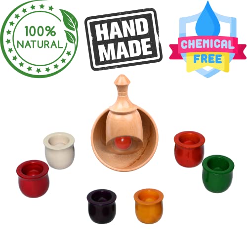 Image of Gift Equals Love Wooden Color Sorting Toy - Montessori Waldorf Inspired Balls & Bowls Set, Early Learning & Hand-Eye Coordination Toy, 6 Color Educational Sorting Set for Kids Age 3+