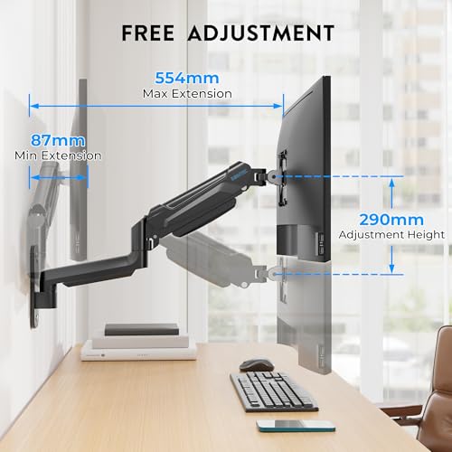 BONTEC Monitor Wandhalterung 13-42 Zoll Bildschirm bis 9 kg, VESA 200x200, Neigbar Schwenkbar Drehbar, Höhenverstellbar Monitor Wall Mount