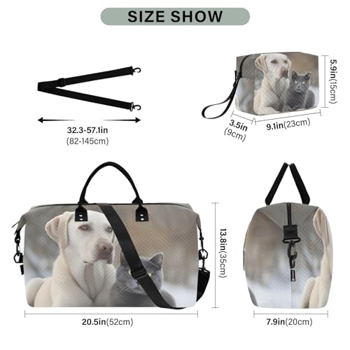 Large Travel Duffel Bag, Labrador Cat Sonw Sport Tote Gym Bag, Shoulder Weekender Overnight Bag for Women Men, Carry On Luggage with Toiletry Bag3