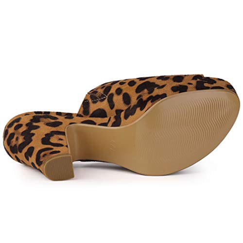Allegra K Women's Open Toe Platform Chunky Heel Leopard Slides Sandals - 7 M Us #TOP4