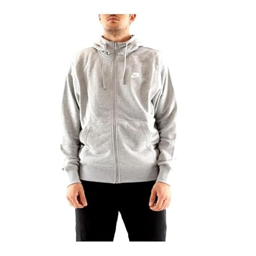 Nike Herren M Nsw Club Hoodie Fz Ft Hooded Sweatshirt, Dark Grey Heather/Matte Silver/White, XXL EU