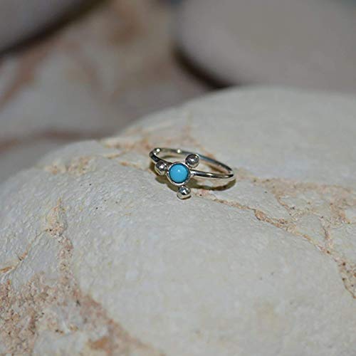 Silver Nose Ring - 2mm Turquoise Nose Ring Hoop 16g - Rook Earring - Cartilage Hoop - Helix Earring - Tragus Jewelry - Conch Earring