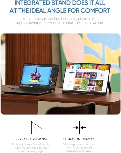 ARZOPA Portable Monitor 15.6'' FHD 1080P - Ultra-Slim Portable Laptop Monitor with Kickstand - IPS Display for PC, MAC, Phone, Xbox, PS5 - USB C & HDMI Connectivity - A1 — view 5