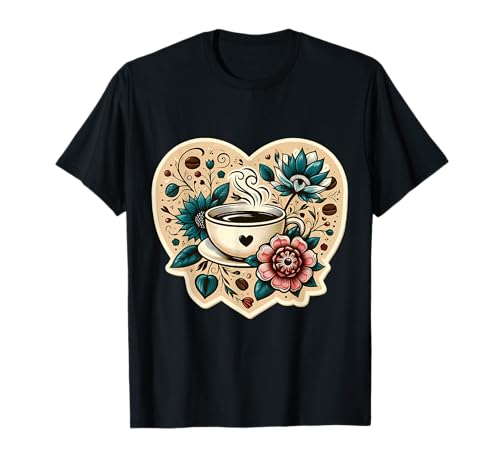 Taza de café Floral I Love Heart Lover, chocolate caliente, té, cacao Camiseta