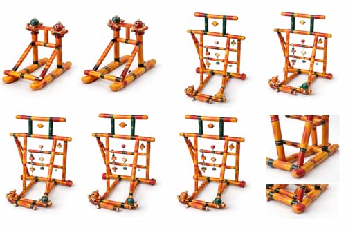 Image of Wooden Walker for Kids, Colourful Hand-Painted Push Along Baby Walker Toy