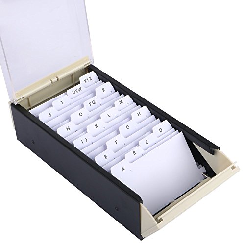 Eagle Business Card Holder, Storage Up To 600 Cards, Box Size: 4 1/4 X 8 1/4 X 2 1/2, Metal/Plastic (Black/Clear) #TOP5