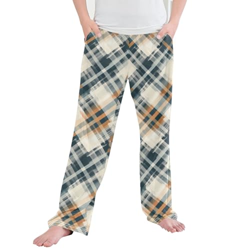 Buffalo Plaid Long Pajama Pants Elastic Waist PJ Bottoms with Pockets S A111907