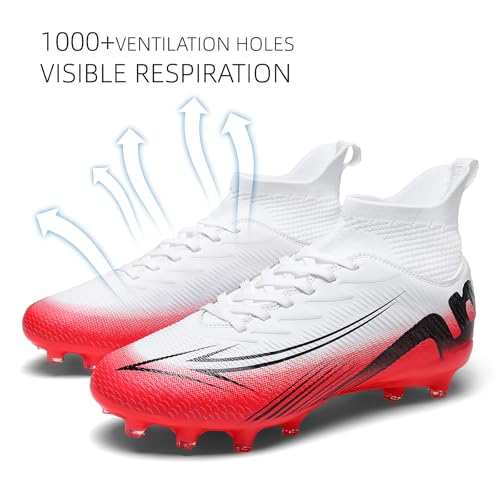 Image of Soccer Cleats for Mens Womens High Tops Lace Up Unisex Football Shoes Indoor Turf Soccer Shoes AG FG TF for Beginners to Advanced Players