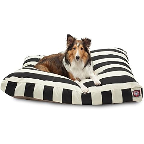Majestic Pet Rectangle Large Dog Bed Washable – Non Slip Comfy Pet Bed – Dog Crate Bed with Removable Washable Cover – Dog Kennel Bed for Sleeping - Dog Bed Large Breed 44x36x5 Inch – Black Cover