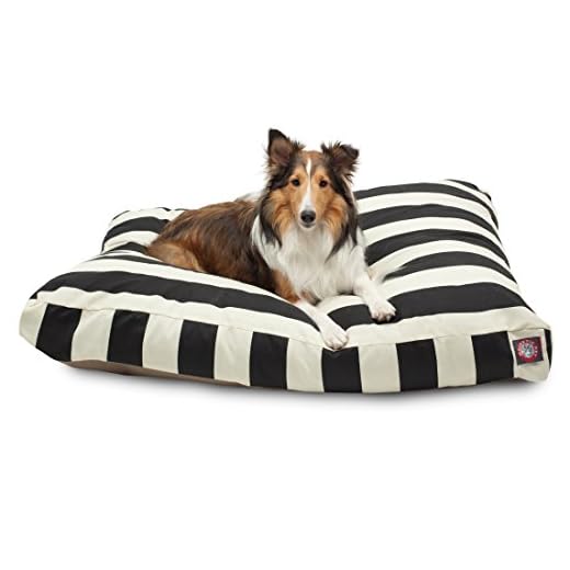 Majestic Pet Vertical Stripe Rectangle Dog Bed, Black, Large