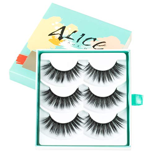 ALICE False Eyelashes 3D Faux Mink Glamour Lashes 3 Pairs