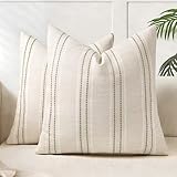 AELS - Set de 2 fundas de cojín decorativas de lino estilo rústico de 40, para sofá o salón (solo fundas)