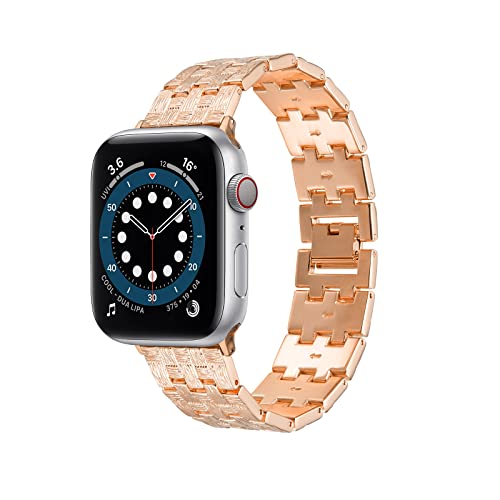GOOYIN Metall Armbänder Kompatibel für Apple Watch 41mm 40mm 38mm Armband Damen Edelstahl Ersatzarmband Herren Uhrenarmband Verstellbare Ersatzbänder für iWatch Series 7 6 5 4 3 2 1 SE, Roségold Cover