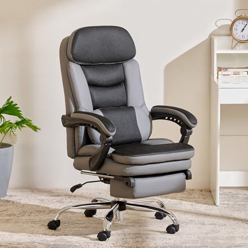 Home Centre Galileo Faux Leather Gaming Chair with Leg Support - Black