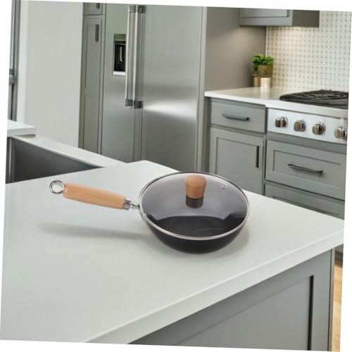 Wok de hierro fundido tradicional con tapa de madera miniatura 6