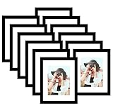 Picrit 8.5x11 Picture Frame Set of 12, Display 6x8 with Mat or 8.5 x 11 without Mat, Photo Frames for Wall Mounting or Table Top Display, Black