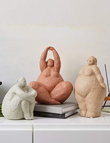 Amoy-Art Lady Statue Sculpture Woman Figurine Ornament Yoga Gifts Polyresin Decor 27cm