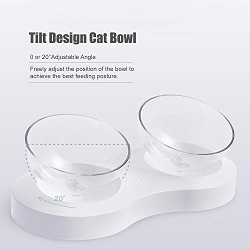 Anself Tigela de gato Alimentadores de animais de estimação Ajustável Transparente Inclinado Elevado