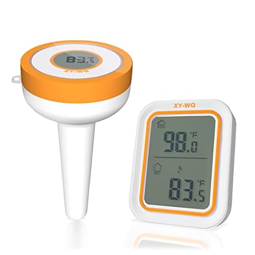 XY-WQ Wireless Pool Thermometer Floating Easy Read, Remote Digital Pool Thermometer for Swimming Pool, Koi Ponds, and Hot Tubs (XY-P01W, Orange, Easily Spot It)