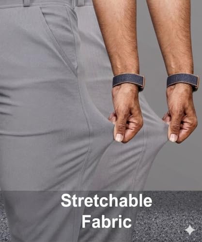 Image of Men's Slim Fit Lycra Formal Trousers Combo | Stretchable Smart Casual Pants for Office Wear | Mid-Rise Flat Front Stylish Chinos