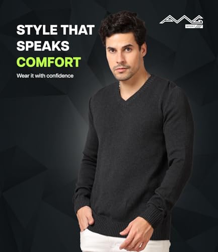 Image of AWG ALL WEATHER GEAR Men's V-Neck Full Sleeve Sweater | Sweater for Winter | Plain Casual Wear Sweater l Sweater for Men | Pullover for Men | Winter Wear Sweater for Men | Mens Sweater
