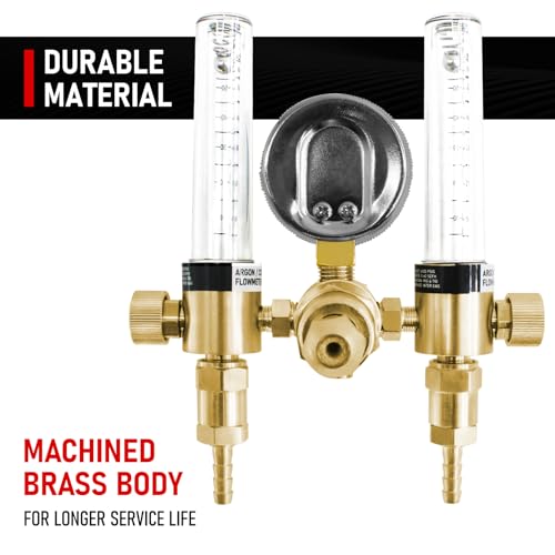 RX WELD Dual Output Argon Regulator Flow Meter Mig Tig 0-60CFH CGA580 Inlet 5/"8 UNF-18RH Outlet
