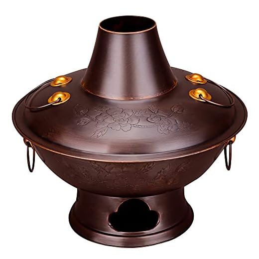 Träkol uppvärmning varm potten, tjockna spis gammaldags kol Mandarin Duck Pot Old Peking Hot Pot Copper Spis,40CM